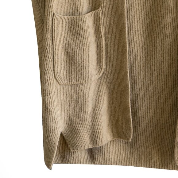 Gentle Herd Cardigan Cashmere Tan Beige Neutral Open Front Long Sleeve Sweater - Picture 7 of 8